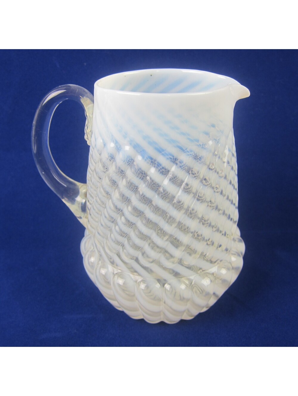 Antique Northwood Chrysanthemum Swirl Opalescent Art Glass Creamer Pitcher RARE